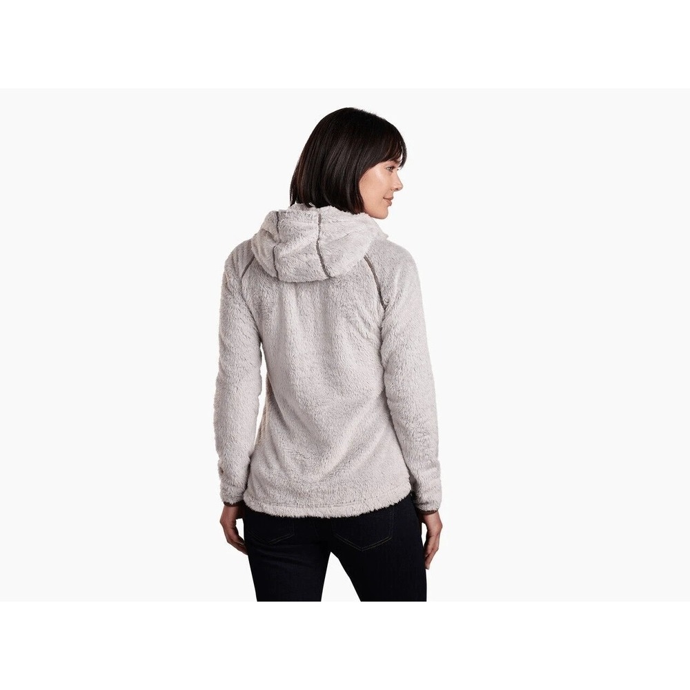 Kuhl Flight Jacket Deep Pile Fleece Sherpa Full Zip Hood Pockets Stone Women's S - Picture 3 of 6